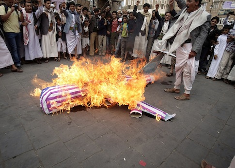 Yemenis protest against U.S. drone strikes targeting al Qaeda militants