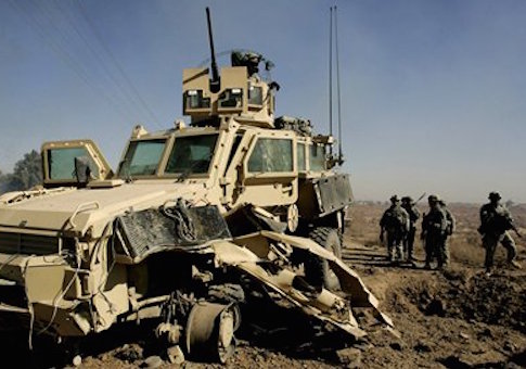 A damaged MRAP