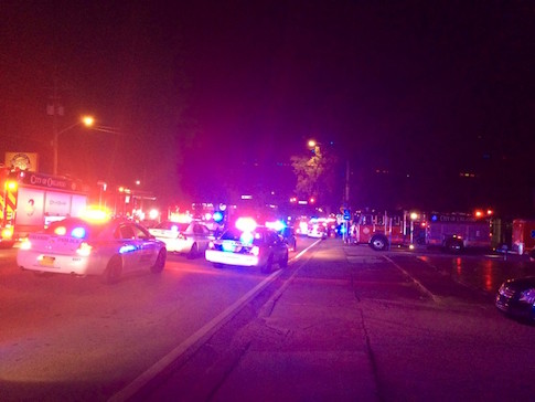 Police cars and fire trucks outside the Pulse night club in Orlando