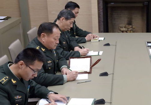 Li Shangfu (3rd left) is seen in this photo