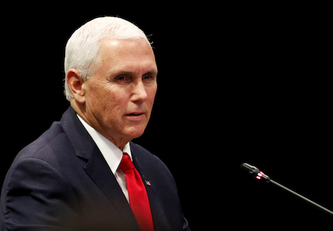 U.S. Vice President Mike Pence speaks during a meeting with ASEAN leaders at the ASEAN-US Summit in Singapore