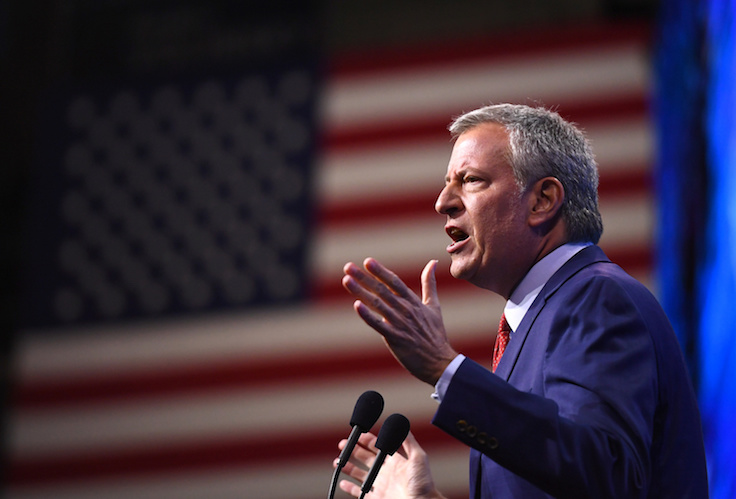 Democratic 2020 U.S. presidential candidate and New York Mayor Bill de Blasio