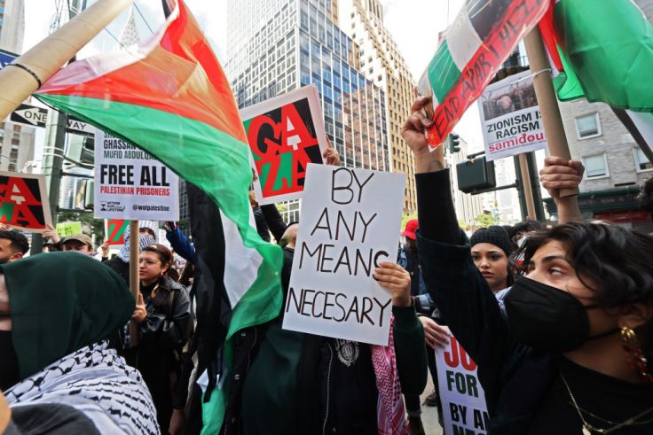 New York Rally Held In Support Of Gaza As Israel And Hamas Wage War