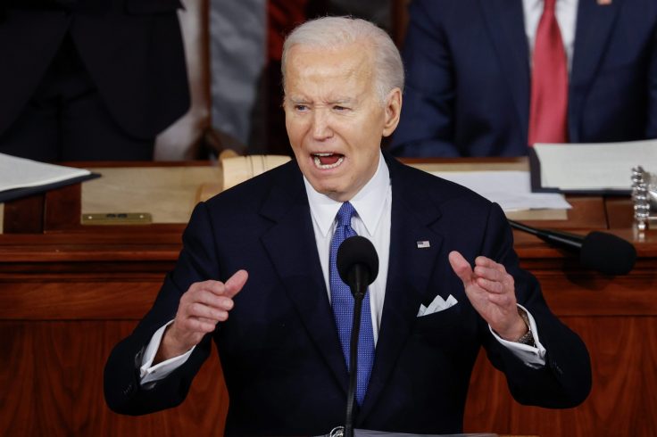 WASHINGTON, DC - MARCH 07: U.S. President Joe Biden delivers the State of the Union address during a joint meeting of Congress in the House chamber at the U.S. Capitol on March 07, 2024 in Washington, DC. This is Biden’s last State of the Union address before the general election this coming November.