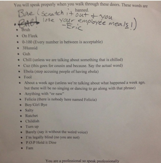 Chick Fil A Word Ban