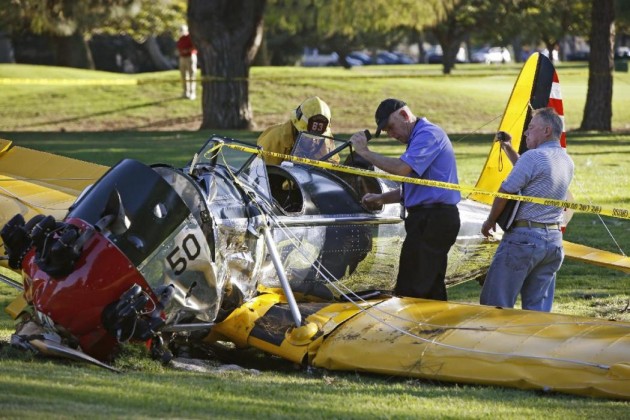 Harrison Ford's plane after the crash / AP