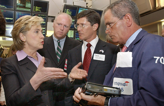 Hillary Clinton on floor of New York Stock Exchange / AP
