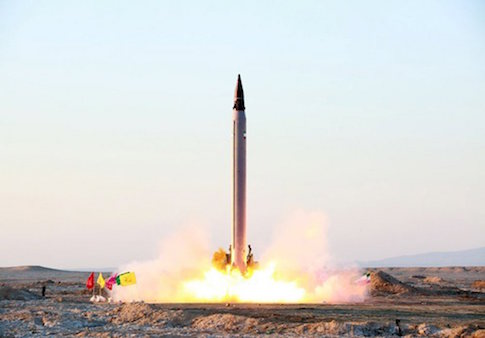 An Iranian Emad rocket is launched as it is tested at an undisclosed location October 11, 2015