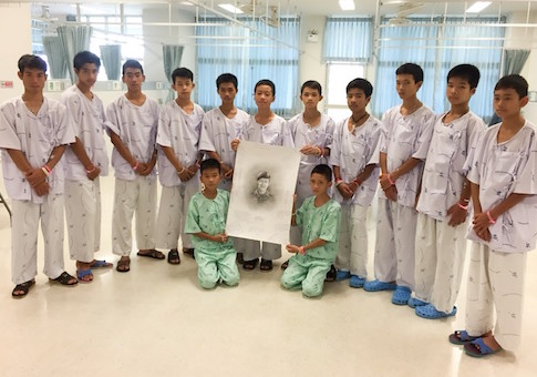 The 12-member 'Wild Boars' soccer team