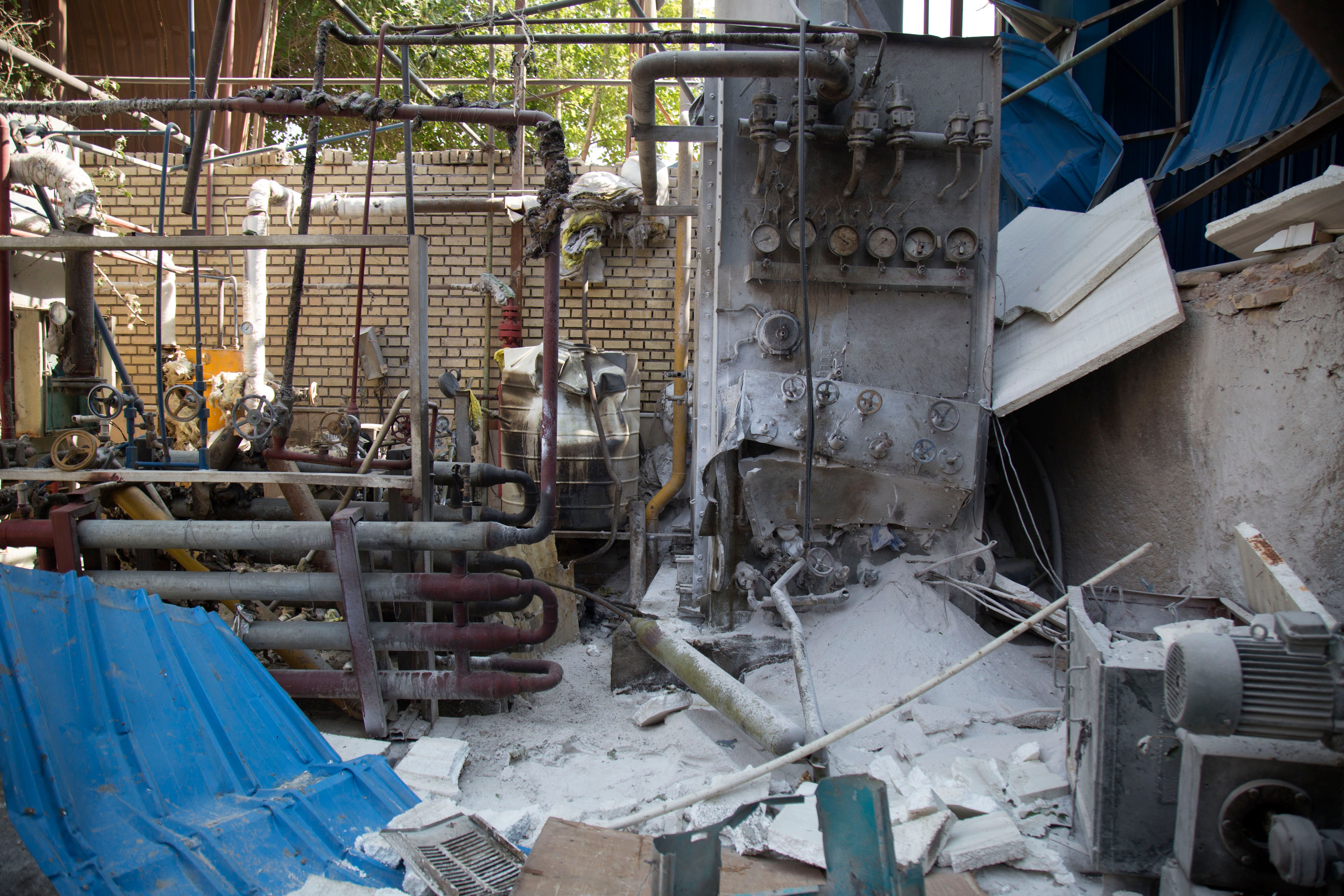 The site of an explosion at an oxygen factory in town of Baqershahr, south of the capital Tehran