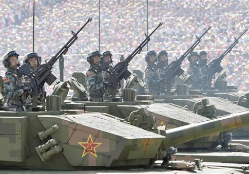 Chinese army tank regiments in WWII anniversary parade