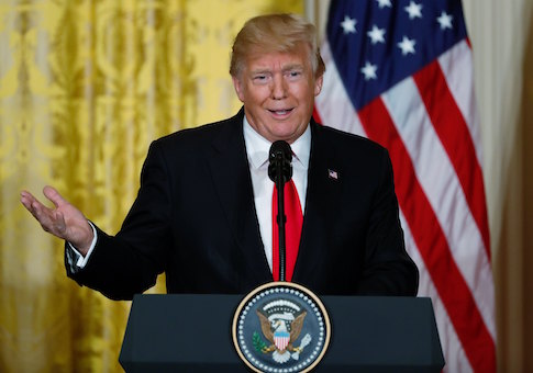 U.S. President Trump holds joint news conference with Norwegian Prime Minister Solberg at the White House in Washington