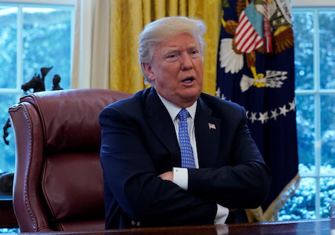 U.S. President Donald Trump speaks during an interview with Reuters in Washington