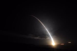 An unarmed Minuteman III intercontinental ballistic missile is launched during an operational test at Vandenberg Air Force Base, Calif., Sept. 5, 2016 / U.S. Air Force Photo by Michael Peterson
