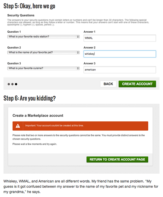 Washington Examiner's Charlie Spiering could not get the exchange security forms to work.