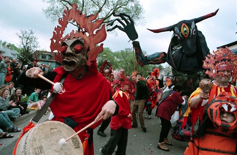 Performers with the Heart of the Beast Puppet Theater / AP