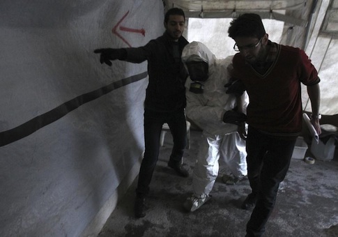 A Free Syrian Army medical group conducts a training in Aleppo