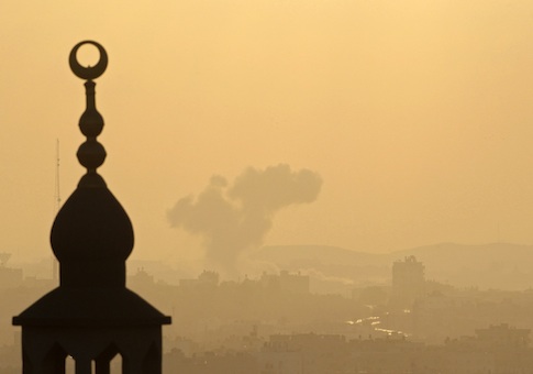 Smoke rises following what witnesses said was an Israeli air strike in Gaza