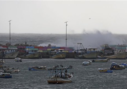 Palestinian boats parked in the fishermen's port in Gaza City, in the northern Gaza Strip