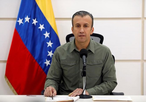 Venezuela's Vice President Tareck El Aissami talks to the media during a news conference in Caracas, Venezuela