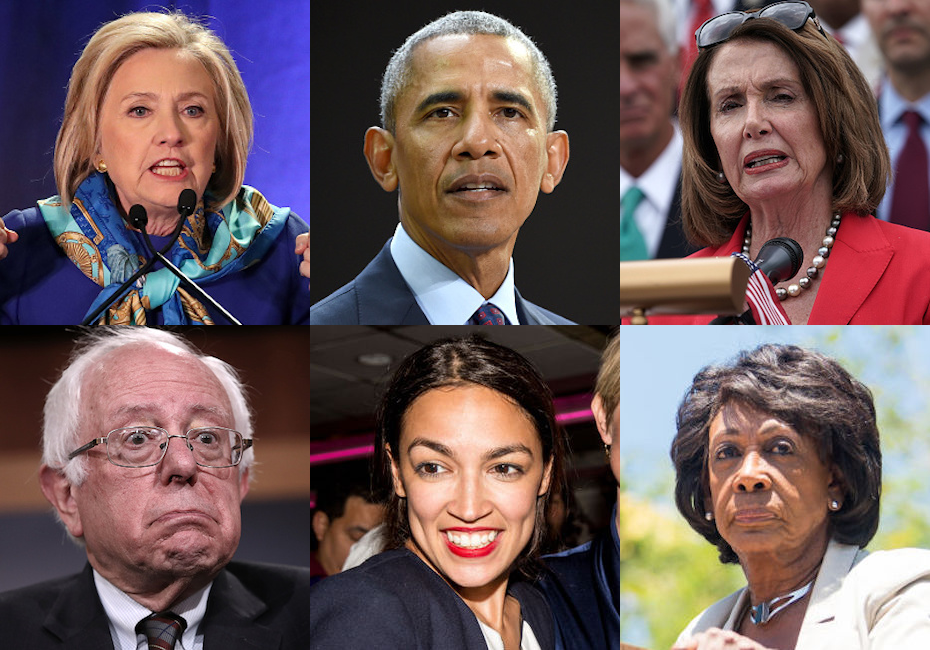Clinton Obama Pelosi Sanders Ocasio-Cortez Waters