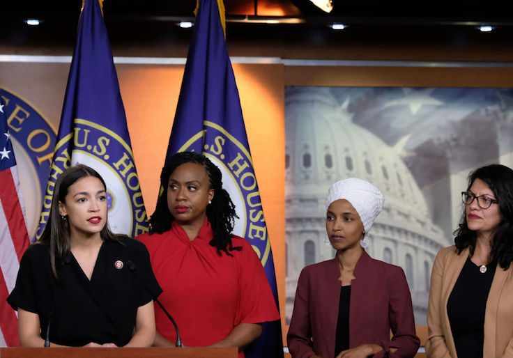 Congresswomen Ocasio-Cortez, Tlaib, Omar, And Pressley Hold News Conference After President Trump Attacks Them On Twitter