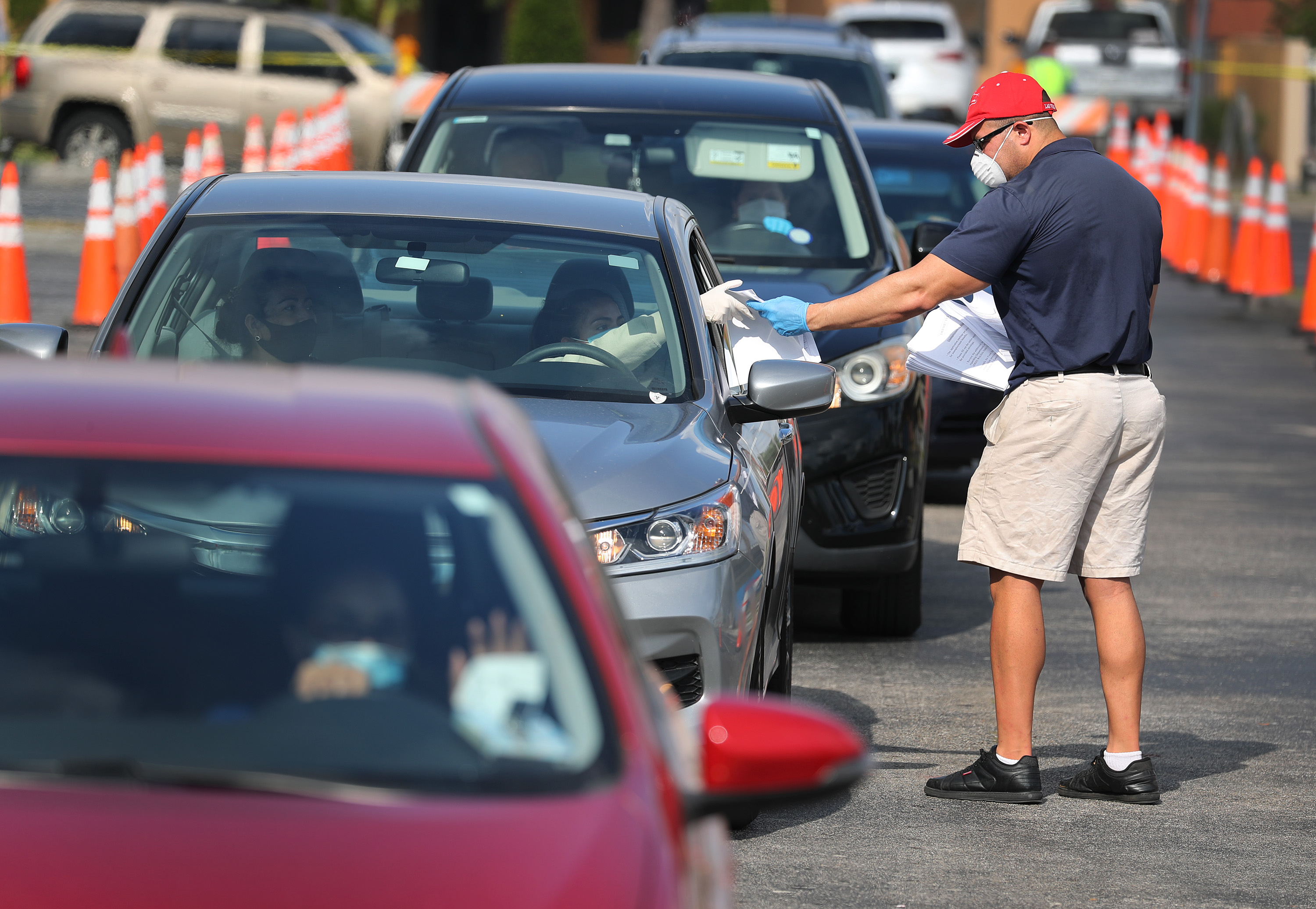 People line up for unemployment applications