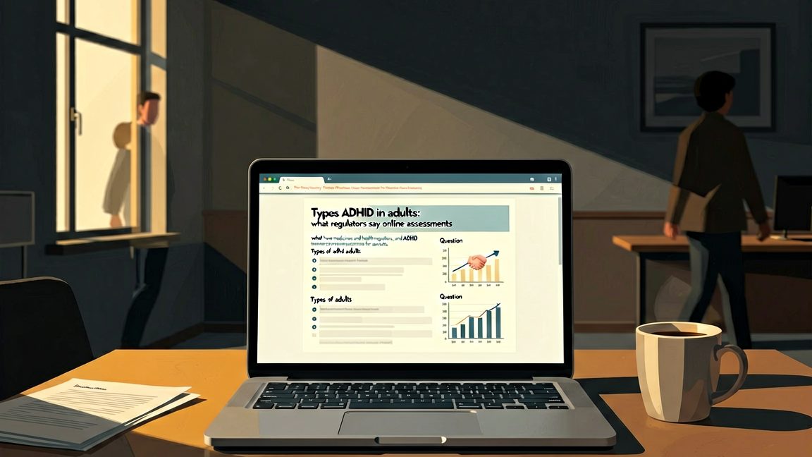 Laptop computer displaying an online ADHD assessment questionnaire