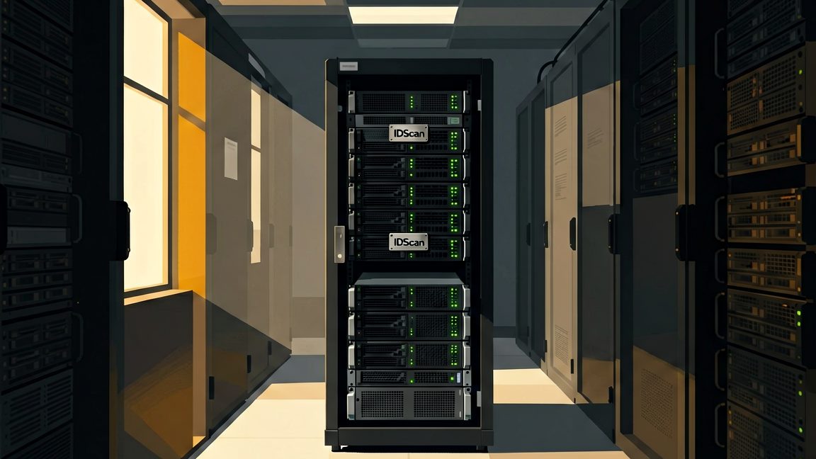 Server rack in IDScan's data center that stored the compromised driver’s licence and passport records