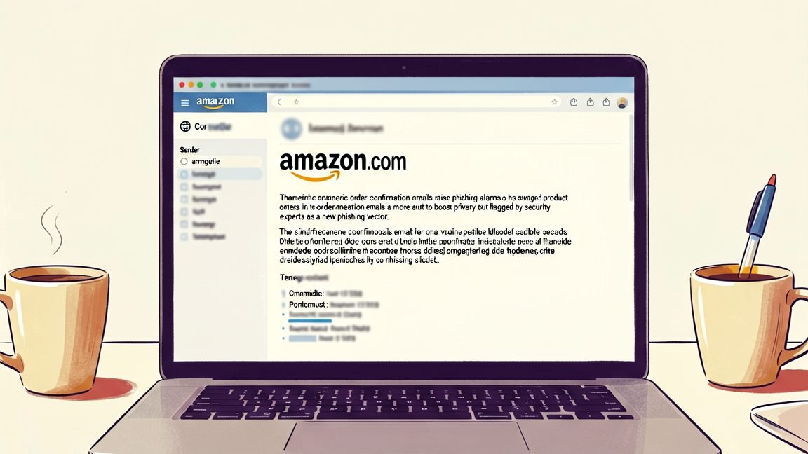 Editorial illustration for: Amazon’s generic order‑confirmation emails raise phishing alarms
