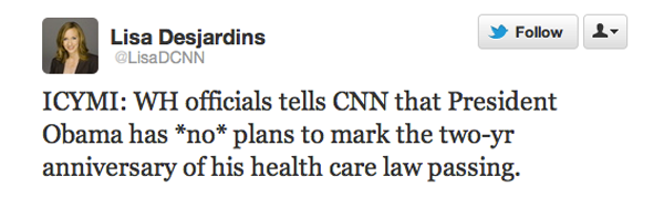 President has no plans to mark two-year anniversary of Obamacare