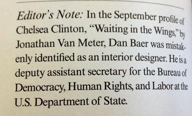 Vogue Listed State Deputy Asst. Sec. as 'Interior Designer'