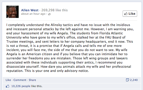 Allen West to FAU Students: This Is Your Final Warning
