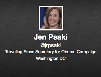 Psaki Still 'Traveling Press Secretary for Obama Campaign' on Twitter