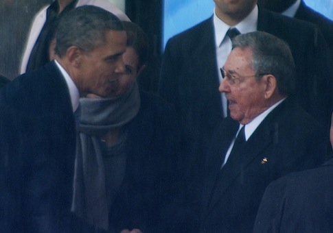 President Obama, Castro Shake Hands on International Human Rights Day