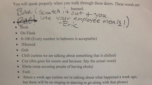 Fed Up Chick-Fil-A Manager Issues Slang Ban