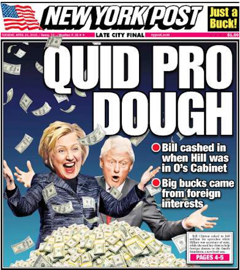 NY Post: ‘Quid Pro Dough’ for Clintons