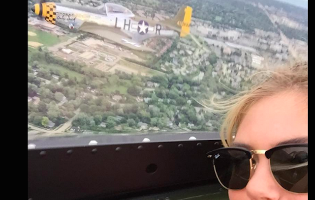 American Hero Kate Upton Flies in WWII P-51 Mustang Aircraft