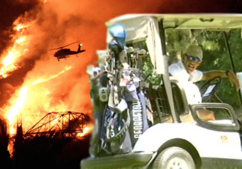 San Bernardino Engulfed in Flames as Obama Golfs on Vineyard Vacation