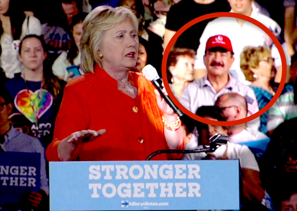 Father of Orlando Nightclub Shooter Attends Hillary Clinton Rally, Shows Sign He Made for Her