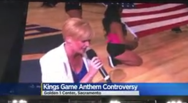 Singer Takes Knee While Performing National Anthem at Kings Game