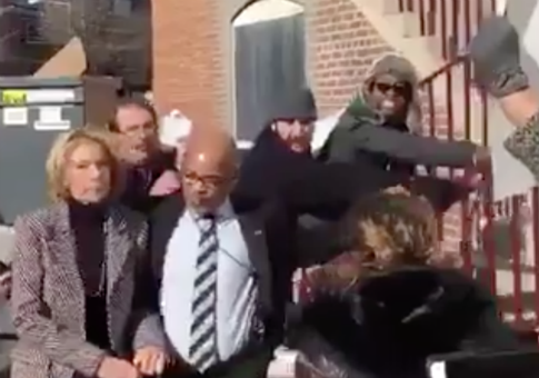 DeVos Physically Blocked by Protesters From Entering DC School