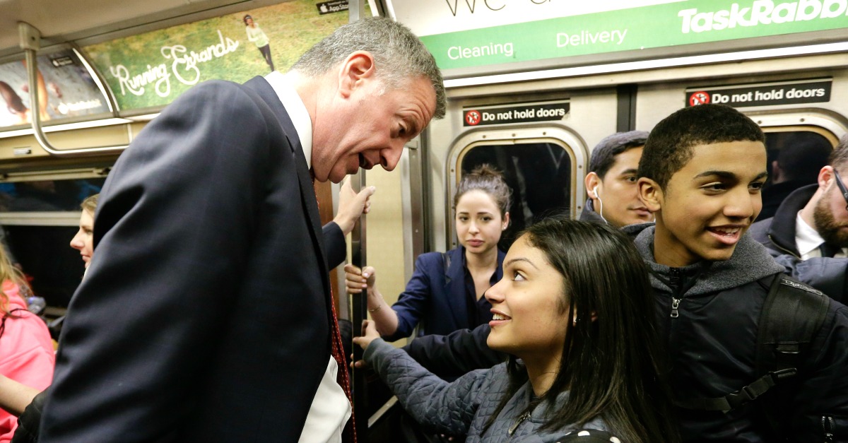 De Blasio Made a 'Request' Before Riding Subway That Shows How Much He Cares for NY's Homeless