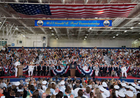 Trump Attends Commissioning of Navy's Newest Aircraft Carrier
