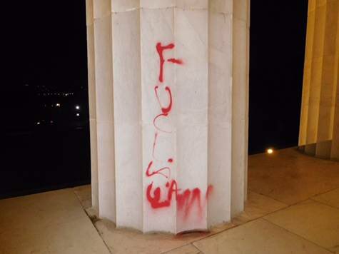 Lincoln Memorial Vandalized With Red Paint, Graffiti Appears to Say 'F**k Law'