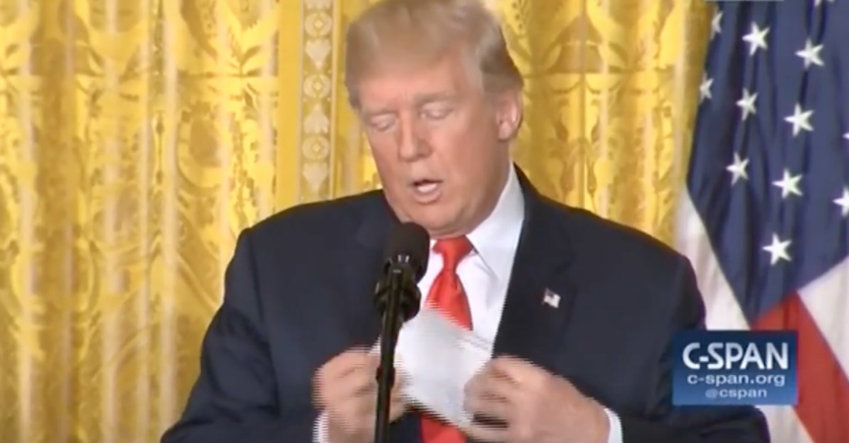 When Trump Is Asked About Controversial Pardon of Arpaio, He Whips a List Out of His Pocket...
