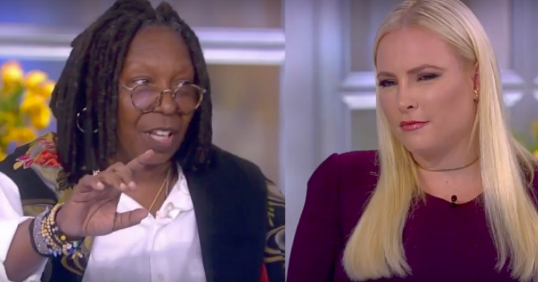 Whoopi Cuts Off New Host When She Calls Out Hollywood Silence on Weinstein: "Give It A Minute..."