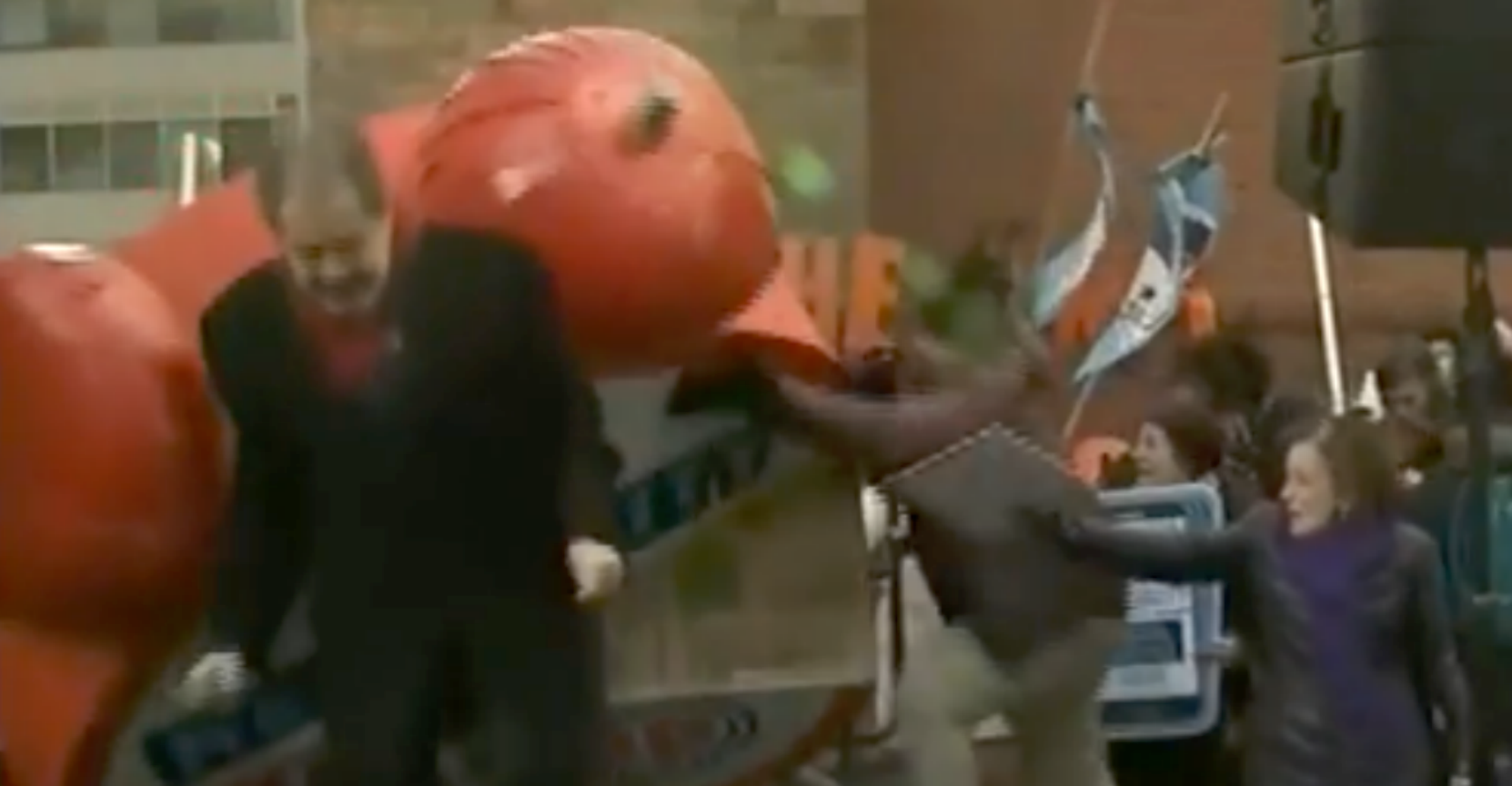 WATCH: 'Tough Guy' Dem Congressman Knocked off Stage by Falling Net Neutrality Sign