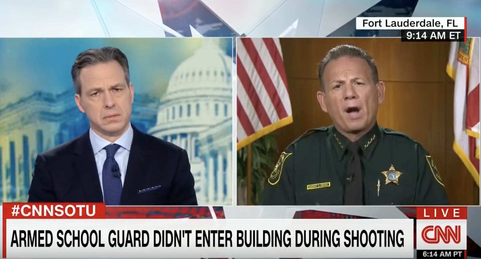 Broward County Sheriff Acknowledges Hearing About Deputy's Inaction During Massacre the Same Day of CNN Town Hall
