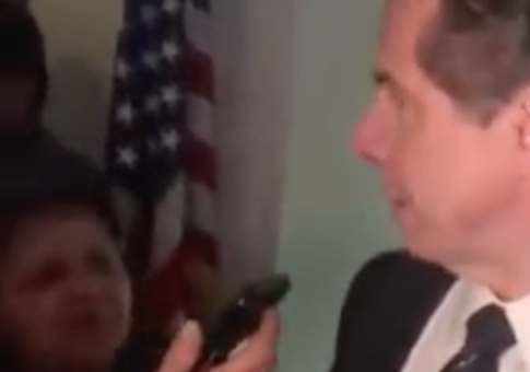Woman Berates Cuomo During Press Conference Outside New York State Police Office